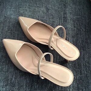 Anne Klein Nude Patent Mules